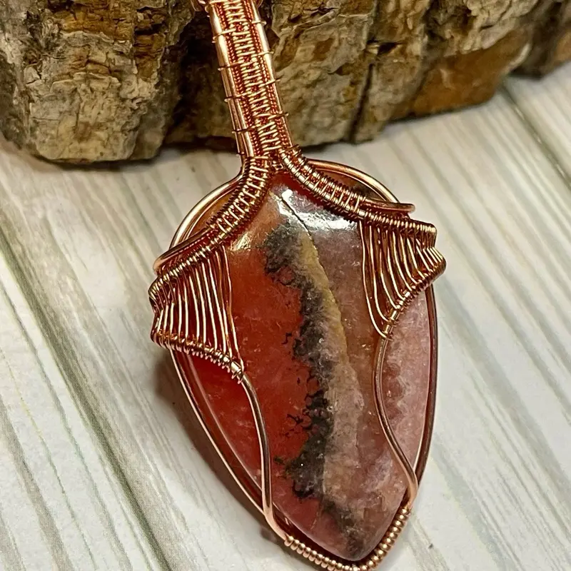 Rhodochrosite Copper Wire Handmade “Empress Energy” Necklace