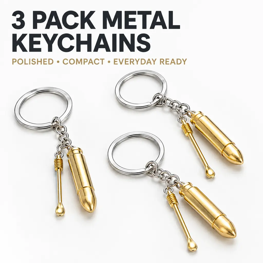 3 Pack Metal Keychain Set for Men, Durable Solid Metal Key Rings with Polished Finish, Compact Key Holders for Car Keys, Backpack, Bag, Travel & Everyday Use
