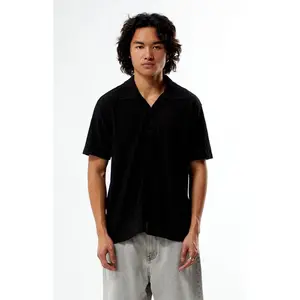 Pacsun Men's Black Pointelle Camp Shirt