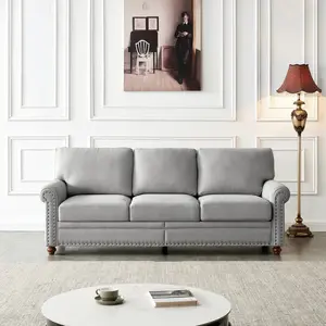 Aobtkel®Linen Fabric Upholstery with Storage Sofa (Grey)