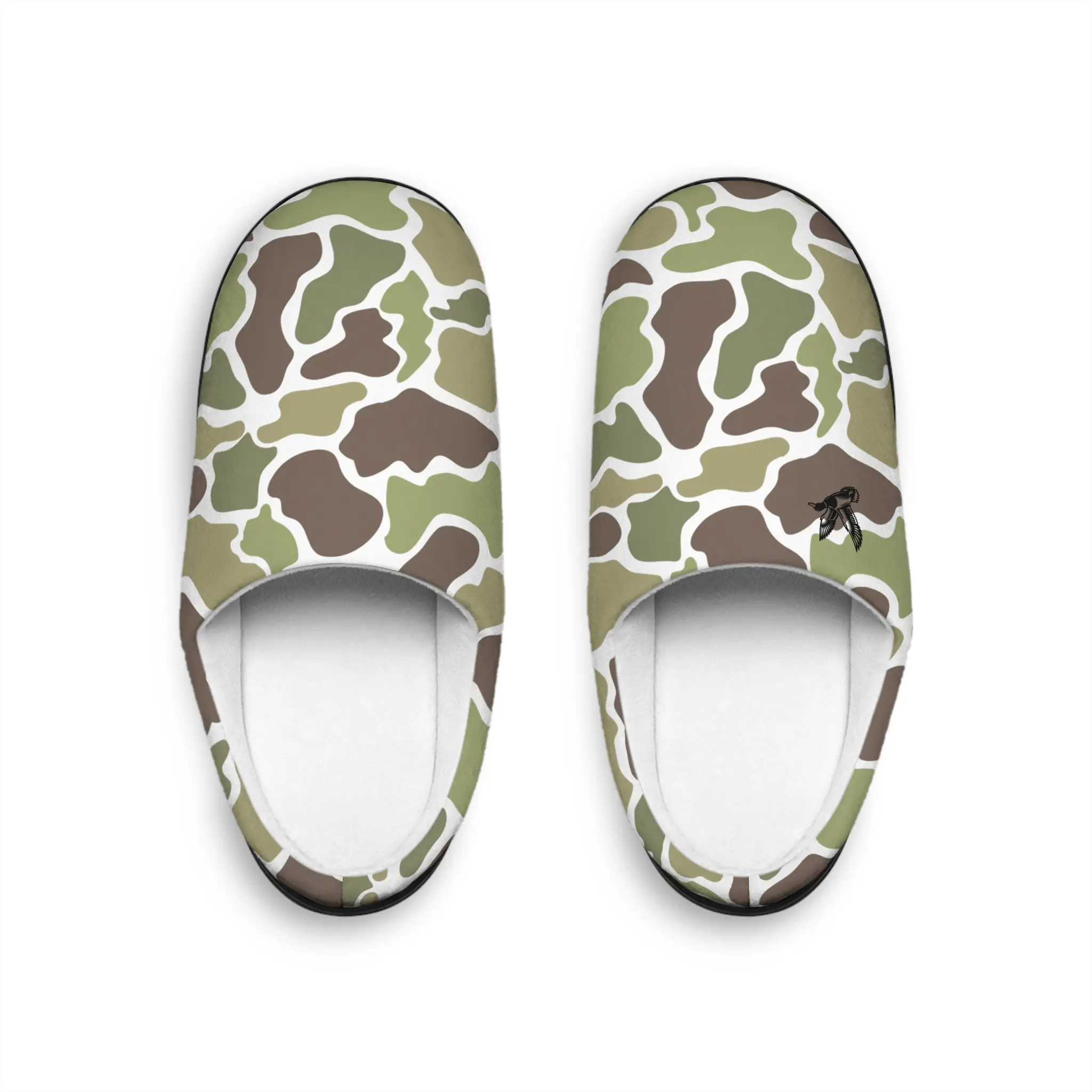 Men's Old School Camouflage Indoor Slippers/Bedroom Shoes, Camo, Mallard Duck