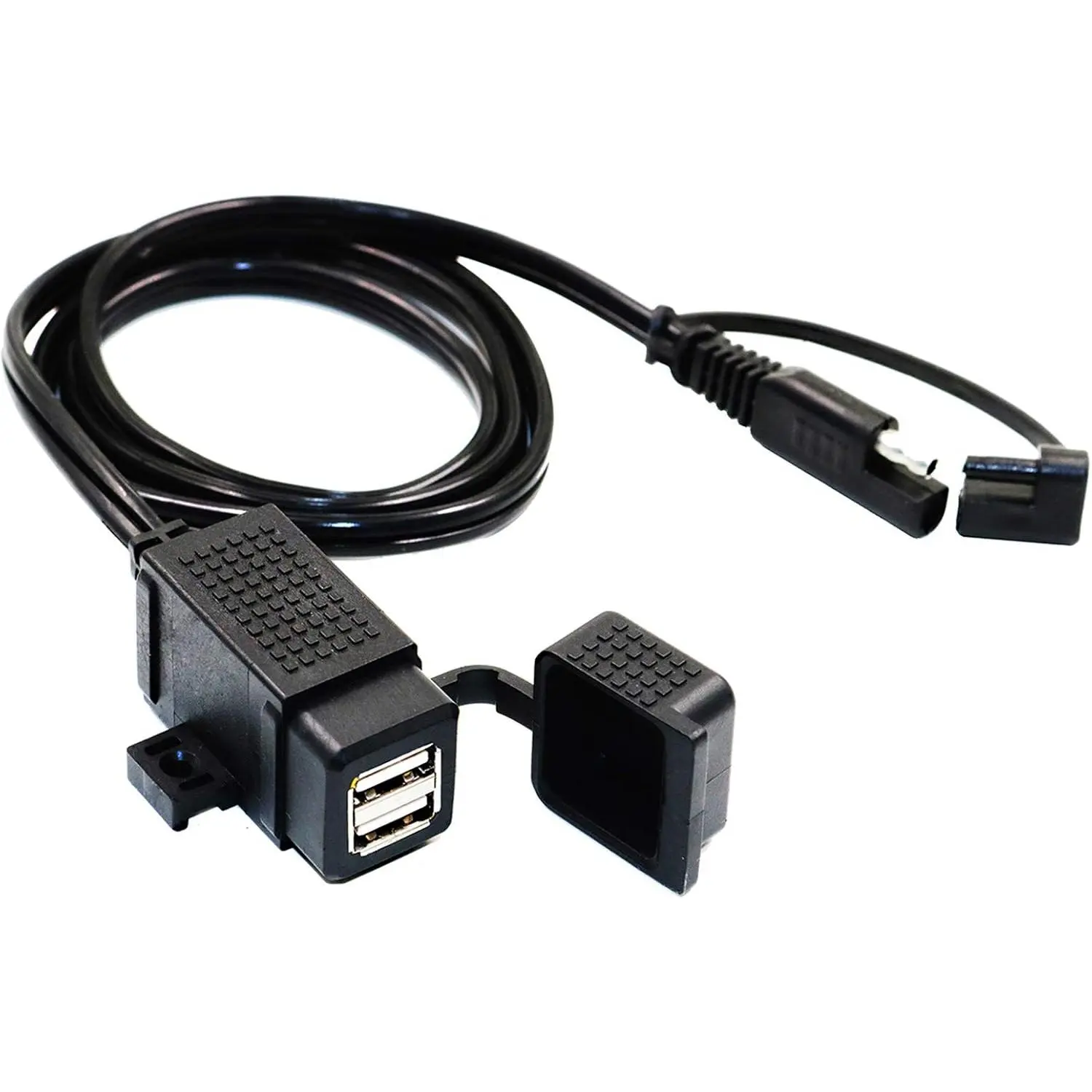 MOTOPOWER MP0609C 3.1A Waterproof Motorcycle Dual USB Charger Kit - SAE to USB Adapter Cable, Fast Charge for Phone/Tablet, GPS