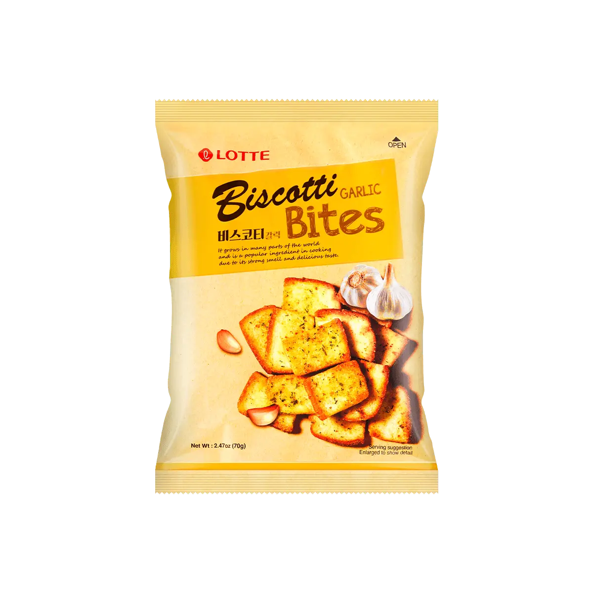 LOTTE Biscotti Garlic Flavor Crispy Baked Bread Slices 70g - Authentic Korean Snack