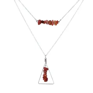 Red Carnelian Bar and Triangle Pendant Necklace Set