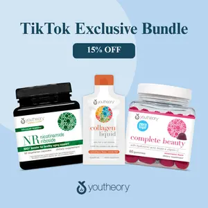 Youtheory Glow System Bundle - Nicotinamide Riboside NAD+ Booster, Collagen Peptides Hair/Skin/Nail Supplement & Vegetarian Beauty Gummies