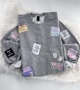 Teacher Affirmation Teacher Life Sticky Note Gift Sweatshirt or Hoodie with Sleeve Prints Comfy Unisex Tops Oversized Cotton/Poly Blend Soft Fabric Pullover for Man