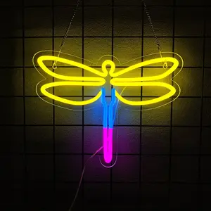 Dragonfly Neon Lights Insect-Themed Neon Decor Wall Accents Bedroom & Living Room LED Lighting College-Style Girl's Room Bar & Birthday Party Art Decor Gifts