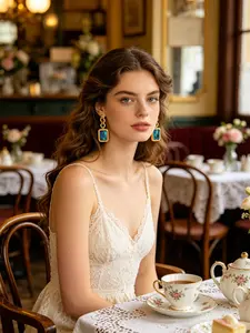 European and American Luxury Abalone Shell Earrings, Square Chain Dangle Earrings, Stainless Steel Ear Jewelry, Fashion Accessories