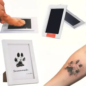Dog & Cat Paw Print Set + Photo Frame, Clean Touch Ink Pad, Pet Memorial Gift, Personalized, No Stains, Perfect Keepsake