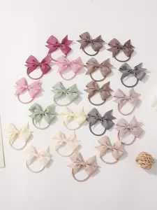 Solid Color Cute Cartoon Bowknot Design Hair Tie, Cute Hair Ties, Hair Bows, Cute Fashion Hair Accessories Set for Women & Girls, Minimalist Headwear Suitable for Thick Hair, Gifts for Wife