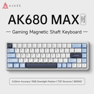 AJAZZ AK680 MAX wired 8K mechanical keyboard with 68 keys compact gaming keyboard, gaming magnetic switch full key hot swappable 0.01mm RT adjustable RGB lighting supports multiple systems suitable for office and gaming