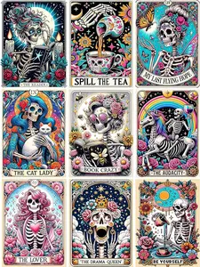 9 Skeleton Halloween Diamond Painting Art Set for Adults beginners DIY Tarot cards Rhine stones 5D Gothic diamond painting home wall decoration