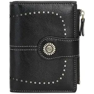 Women's Wallet RFID Blocking Trifold Card Holder Luxury Leather Wallet with ID Window Small Wallet with Zipper Coin Pocket