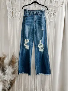 Blake distressed wide leg jeans