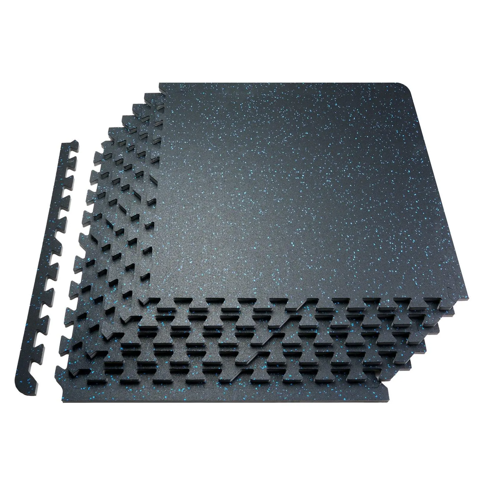 【DealsForYouDays】VEVOR 12 PCS 0.56" Thick Gym Floor Mats 24" x 24" EVA Foam & Rubber Top Interlocking Workout Floor Mats with 48 sq.ft CoverageWaterproof Exercise Puzzle Flooring for GymHomeGarageBasementBlack & Blue