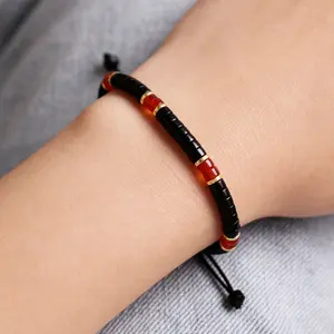 Natural Black Red Onyx Bracelet | Reiki Healing Protection Jewelry for Men Women Adjustable Bracelet Anklet