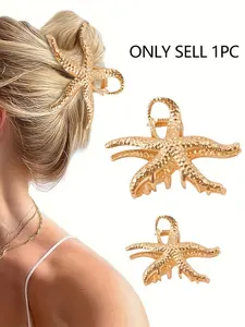 Starfish Metal Hair Clip, Summer Vacation Style, Anti-Slip Durable, Perfect Holiday Gift for Family Friends