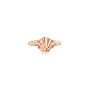 Shell White Crystal Enamel Rose Gold Plated Girl's Rings Earth2Jane Size 4