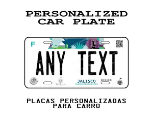 Custom Car Plate JALISCO - Decorative Aluminum Plate with High-Gloss Finish