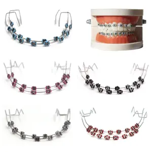 Oral Temporary Tooth Decoration Braces - 1 Pair High-Quality Colorful Orthodontic Ligature Ties with Metal Wires and Brackets (Wearable Accessory for Smart Dental Care)