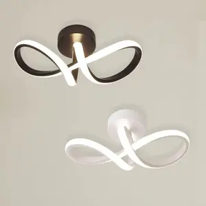 Modern Nordic Linear Metal Bright LED Twisted Geometric Ceiling Light, Silicone Shade (3000k/4500k/6000k), Office Decor