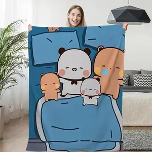 Bubu Dudu Lovely Cartoon Blanket Ultra Soft Flannel Fleece Cozy Warm Fluffy Bedroom Couch Sofa Winter Nap Throw Decor Birthday Gift Christmas Gift for Kids Teens Girls Women Men Kawaii Plush Style