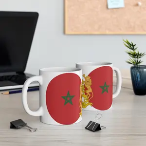 Flag of Morocco High Resolution white background Coffee Cup Lovers Ceramic 11oz design by Admir Kacamakovic