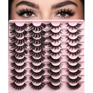 APCYUST Lashes Strips Wispy False Eyelashes 4 Styles Variety Cat Eye Strip Lash Pack Mixed Styles Fake Mink Eyelash Bulk Packs 3D Long Big Fluffy Full Eyelashes Set that Looks Like Extensions