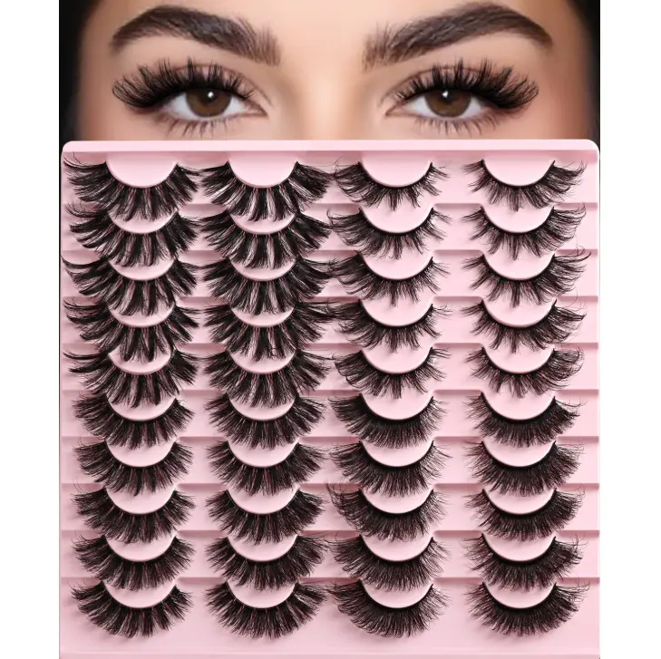 APCYUST Lashes Strips Wispy False Eyelashes 4 Styles Variety Cat Eye Strip Lash Pack Mixed Styles Fake Mink Eyelash Bulk Packs 3D Long Big Fluffy Full Eyelashes Set that Looks Like Extensions