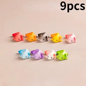 9pcs Micro Landscape Creative Cartoon Cute Hexagon Dragon Newt Decorations, Resin Figurine Statue, Cute Figurines, Office Desktop Mini Ornament Accessories, Unique Desk Décor Items
