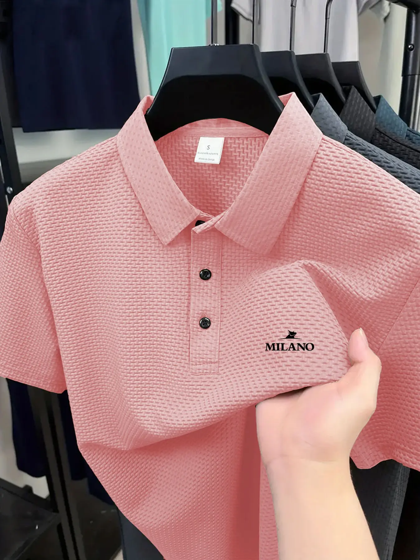 MILANO Golf Course Men's Polo Professional Quick Drying Elite Social Robe Men's Ice Feel Quick Drying Casual Geometric Fitted Polo Shirt Polyester Spandex Blended Summer Moisture wicking Top
