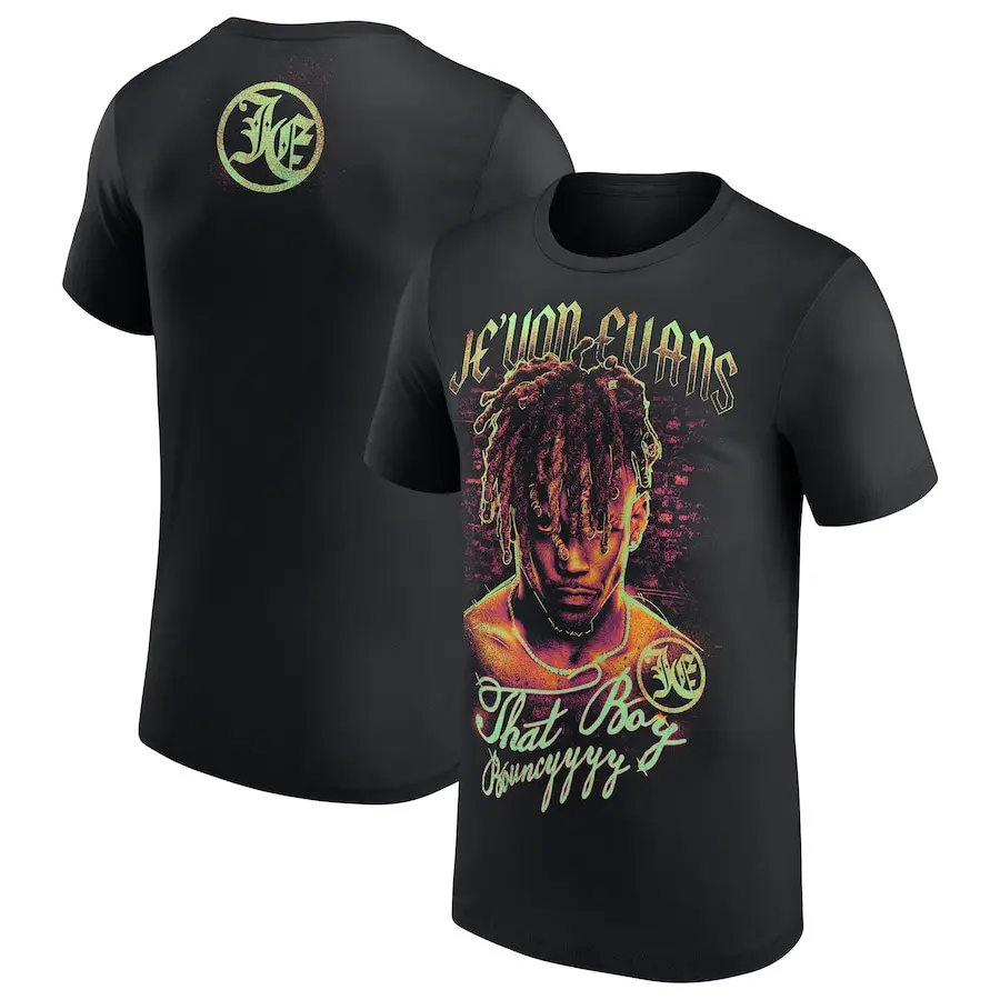 Women's Graphic Cotton Basic Casual T-Shirt - Unisex Black Je'Von Evans That Boy Bouncy Professional Wrestler Tee, Hoodie, Sweatshirt, Fitted, Both-Sided, Jeans-Matching Top