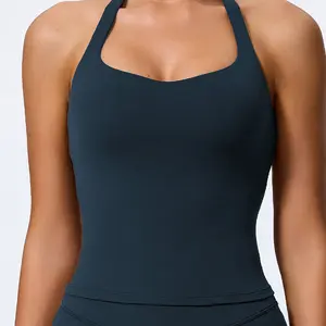 Women's Sleeveless Soft Sports Tank Top with Chest Pads, Slim-Fitting Yoga Shirt for Flexible Movement, Ideal for Outdoor Jogging and Gym Workouts, Sleeveless Gym Tops