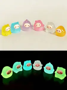 5pcs/10pcs mixed colors Cute Handmade Mini Fairy Ghost Glow-In-The-Dark Resin Figurines Set, Desktop Car Decor, DIY Craft Accessories, Keychain Pendant, Ornaments