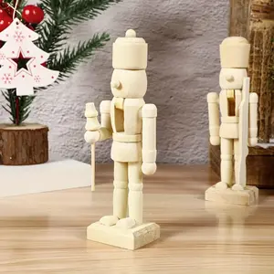 DIY Wooden Cartoon Nutcracker Soldier Figurine - Vintage-Inspired Ornament for Home & Office Holiday Display Decor Room Decoration