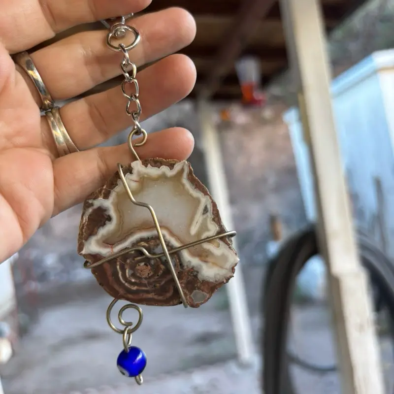 Handmade agate crystal keychain