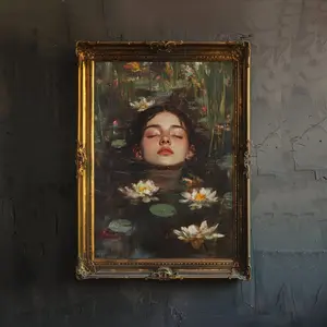 Ophelia Dark Academia Print Victorian Art Gothic Decor Antique Oil Painting Dark Academia Poster Rustic Vintage Wall Art(Poster only frameless) Artistic Matte