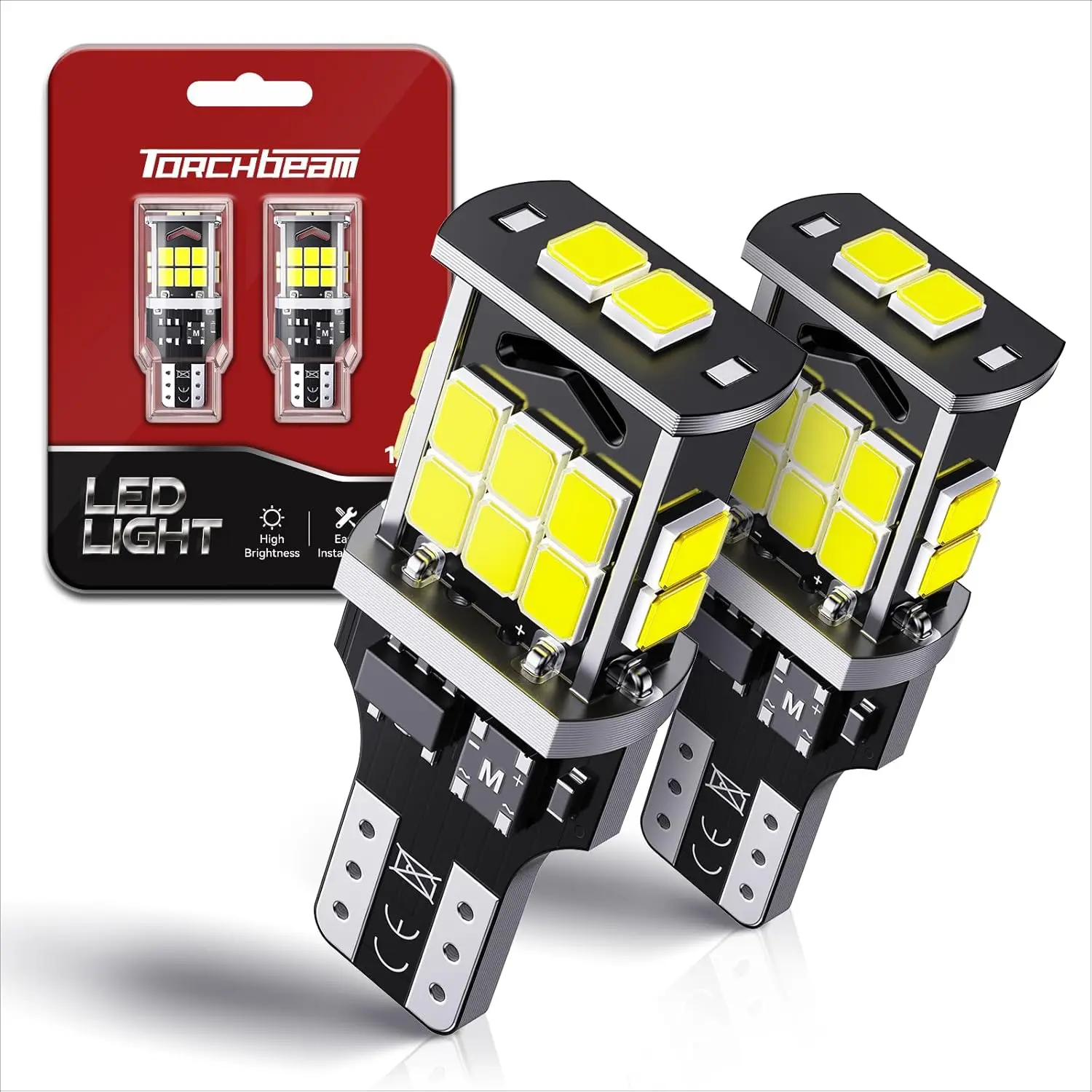 921 led Bulb Reverse Lights 500% Brighter 912 T15 LED White CAN-BUS for 922 906 W16W 912 921 Bulbs Replacement Reverse Light Bulb Backup Brake Lights for Car Trunk, Super Bright, Pack of 2