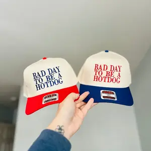 Vintage Canvas Snapback Hat – Funny “BAD DAY TO BE A HAT DOG” Trucker Cap, 2 Tone Adjustable Baseball Hat for Men Women, Western Style Girl Dad Gift