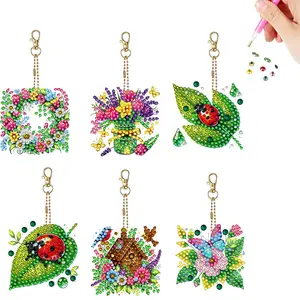 6Pcs DIY Special Shape Diamond Art Painting Keychain Kit Double-Sided Diamond Keychains Crystal Rhinestone Diamond Mosaic Key Chain Unique Handmade Gift