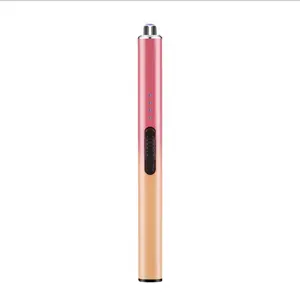 USB Rechargeable Electric Lighter, Pink and Gold, Windproof Flameless Design with LED Power Indicators, Type-C Charging