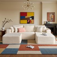 108" White U Shaped Right Chaise with Ottoman 