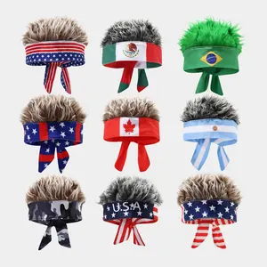 2026 World Cup Themed Colorful Wig Head Hat Unisex Party Favors for Fans & Carnival Events