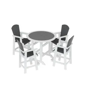 HDPE Patio Bar Table Set High Top Outdoor Table and Chairs Set of 5 Bar Table & Stools Set with Tall Adirondack Chairs Set for 4