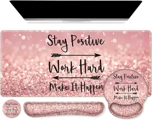 Gaming Mouse Pad Wrist Support Set,4in1 XXL Large Mousepad + Keyboard Wrist Rest+Mouse Wrist Rest+Coaster Set with Ergonomic Design