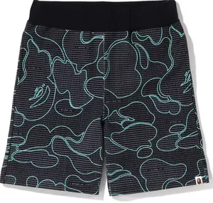 Bape Text Code Camo Black Sweat Shorts Size XXL