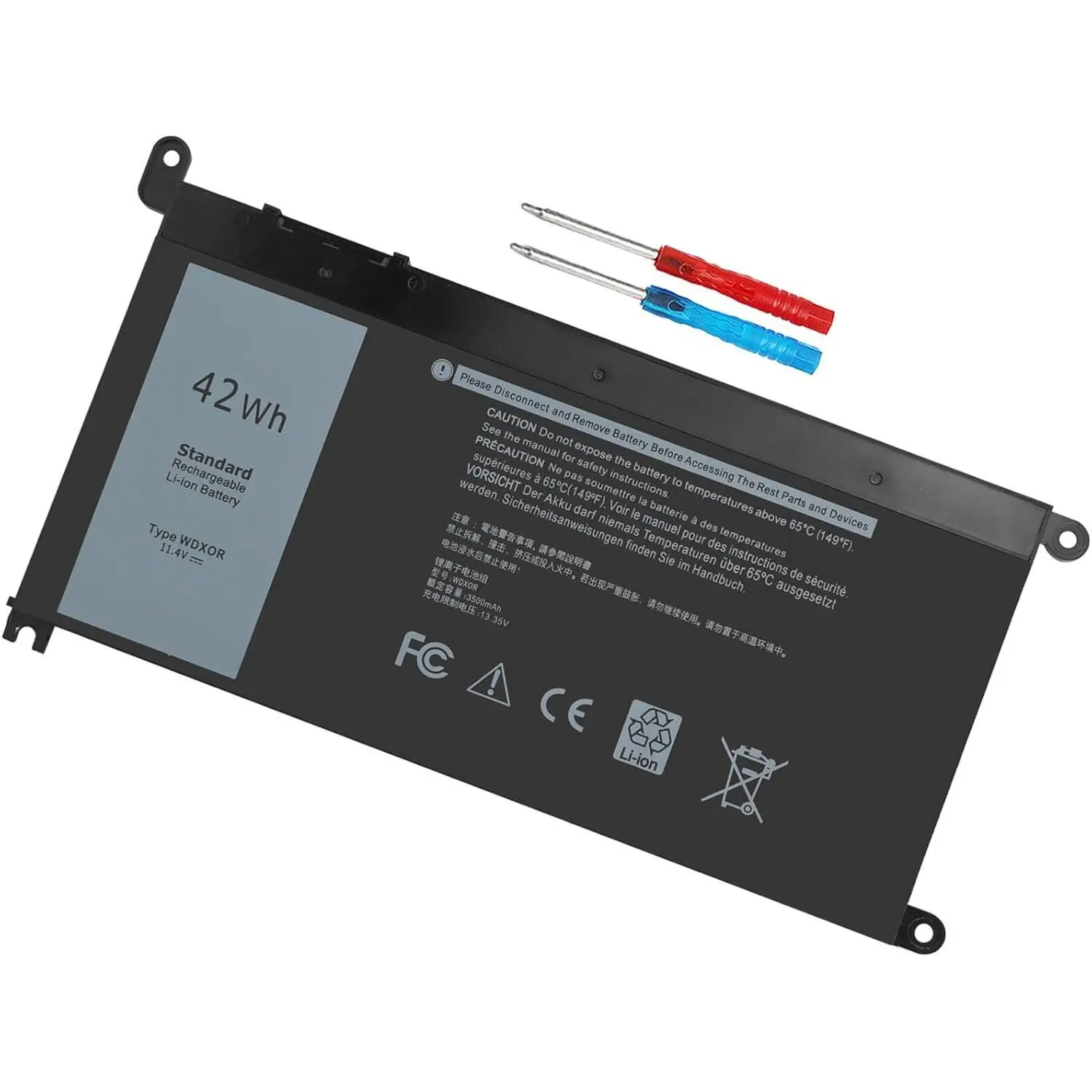 Rechargeable 11.4V 3500mAh 42Wh Laptop Battery for Dell Inspiron 13 (5368,5378,7368,7375,7378), 15 (5565,5567,5568,5570,5578,5579,7560,7569,7570,7579), 17 (5765,5767,5770,5775) Series & Models P58F,P58F001,P66F,P69G,P69G001,P75F,3CRH3, Default