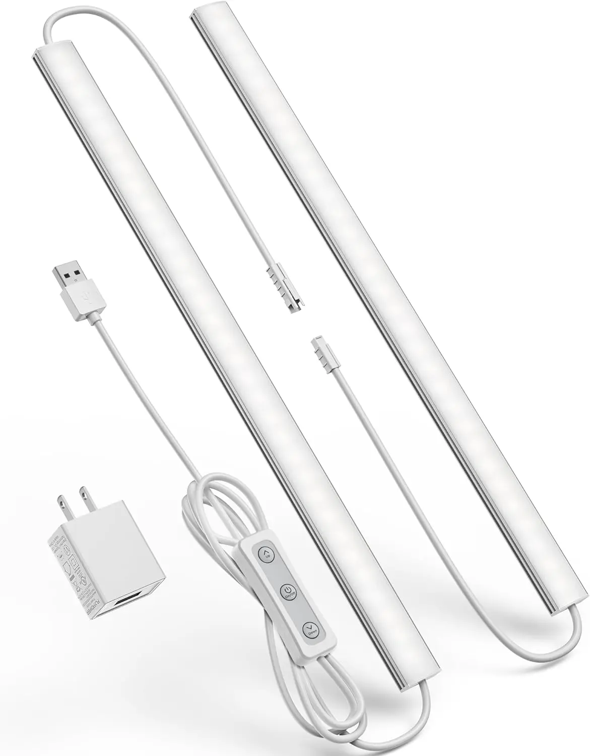 Dimmable Plug-In Under Cabinet Lighting: 2Pcs 12 Inch Cold White 6000K  USB LED Closet Lights - Perfect for Kitchen, Desk, Sink, Workbench