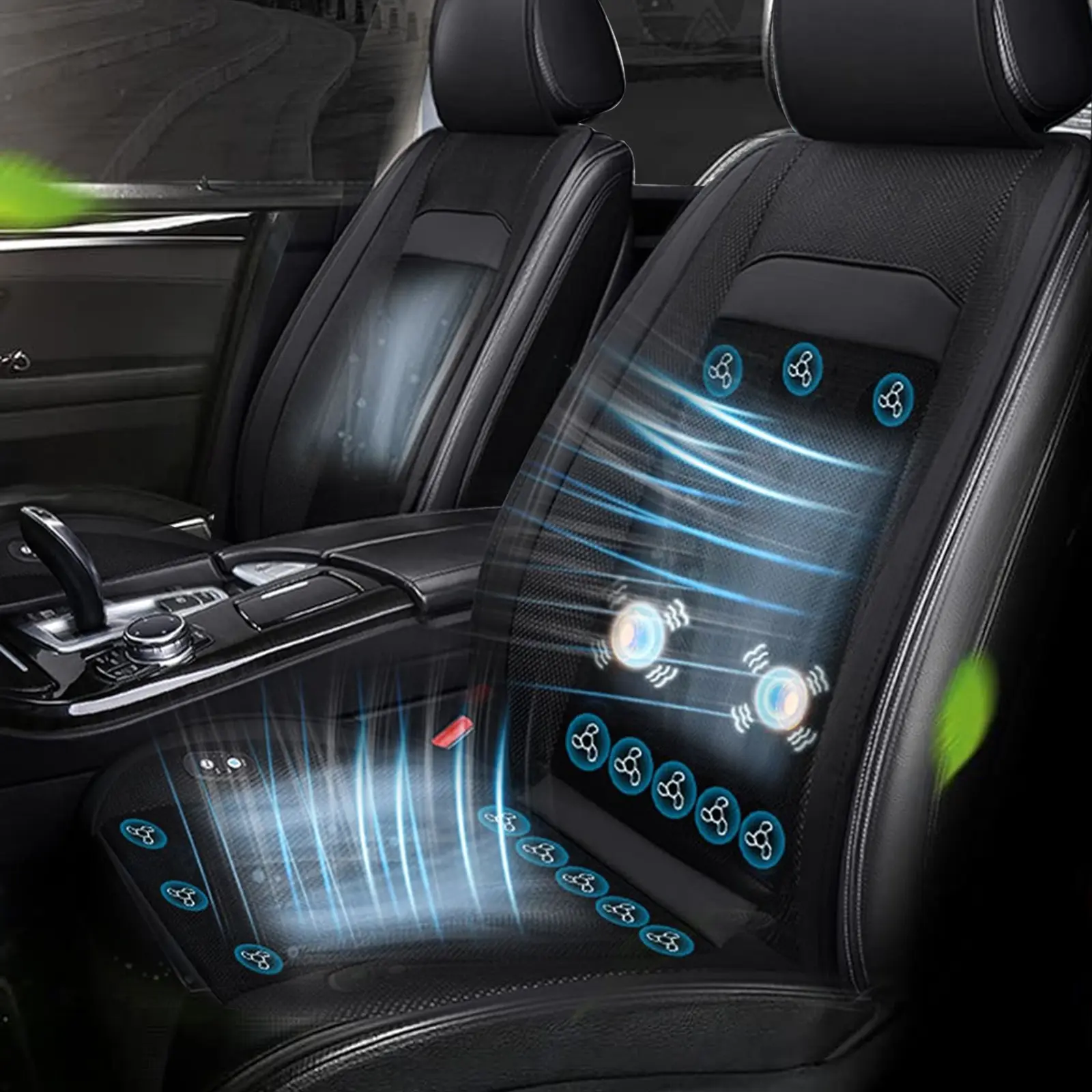 Semiconductor Ventilated Car Front Seat Cover - 12V-24V Power, Temperature Ctrl, 3 Temp Modes, Enhances Airflow, Universal for SUV/Trucks, Car Seat Protectors, Long Drive Interior Accessory
