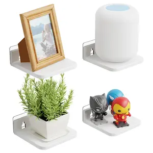 5 Inch Small Acrylic Shelves for Plants,4 Pack No Drill Adhesive Wall Shelf and Plant Shelf Indoor Wall Mounted,Small Acrylic Floating Shelves for Picture,Monitor,Anime Figure